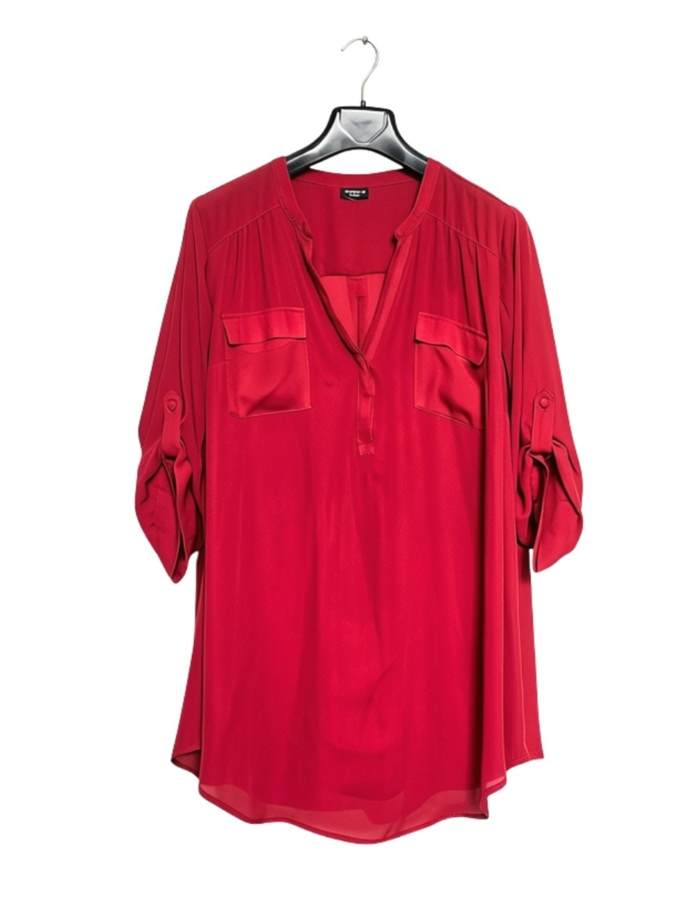 torrid Harper Tunic Women's Plus Size 2 Red V-Neck Roll-Sleeve